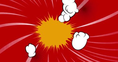 Soyut, çoğunlukla kırmızı çizgi film arkaplanı, çizgi roman arkaplanı. Retro video, çizgi roman pop sanat animasyonu.