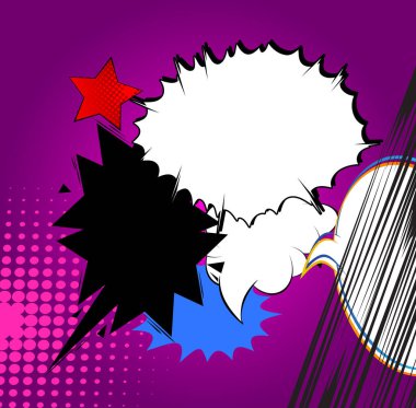 Çizgi film arkaplanı, çizgi roman arkaplanı. Retro vektör çizgi romanları pop sanat tasarımı.