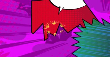 Çizgi film arka planı, çizgi roman arka plan videosu. Retro çizgi roman pop sanat animasyonu.