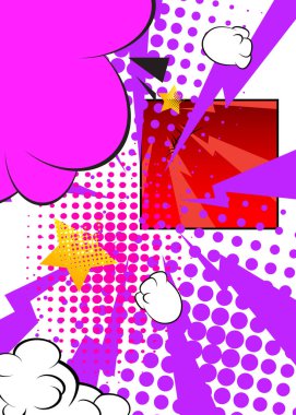 Soyut çizgi film arkaplanı, çizgi roman arkaplanı. Retro vektör çizgi romanları pop sanat tasarımı.