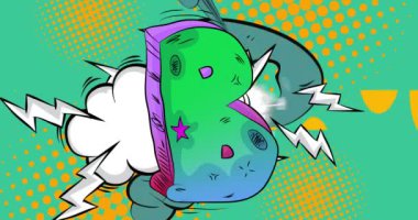 Çizgi film harfi B, çizgi roman alfabe videosu. Retro çizgi roman pop sanat tasarımı animasyonu.