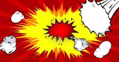 Süper Çizgi Film Arkaplanı, çizgi roman soyut arkaplan. Retro vektör çizgi romanları pop sanat çizimi tasarımı.