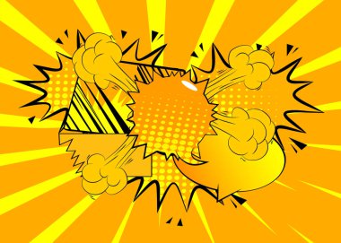 Sarı çizgi film arkaplanı, çizgi roman soyut arkaplan. Retro vektör çizgi romanları pop sanat çizimi tasarımı.