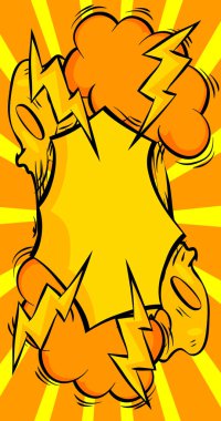 Sarı çizgi film arkaplanı, çizgi roman soyut arkaplan. Retro vektör çizgi romanları pop sanat çizimi tasarımı.