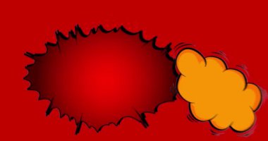 Kırmızı ve Sarı çizgi film arka plan animasyonu, çizgi roman arka plan videosu. Retro vektör çizgi romanları pop sanat tasarımı.