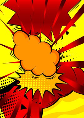 Çizgi film arka planı, çizgi roman kırmızı ve sarı zemin. Retro vektör çizgi romanları pop sanat tasarımı.