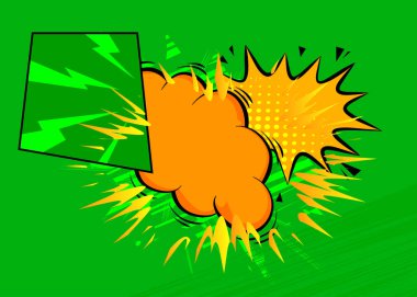 Çizgi film arka planı, çizgi roman yeşil ve sarı zemin. Retro vektör çizgi romanları pop sanat tasarımı.