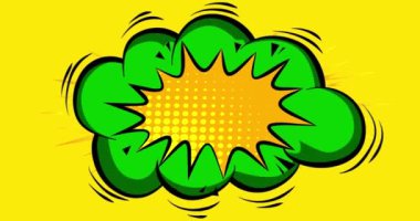 Yeşil ve Sarı karikatür arka plan animasyonu, çizgi roman arka plan videosu. Retro vektör çizgi romanları pop sanat tasarımı.