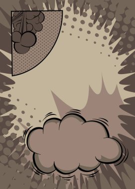 Çizgi film arkaplanı, çizgi roman gri retro vektör çizgi romanı pop sanat tasarımı.