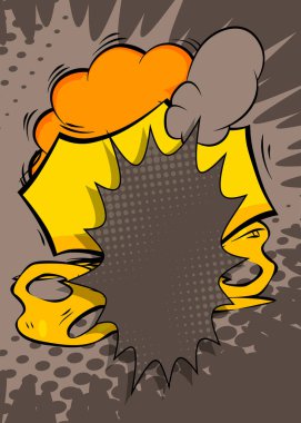 Çizgi film arkaplanı, çizgi roman gri ve sarı retro vektör çizgi roman pop sanat tasarımı.