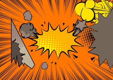 Çizgi film arkaplanı, çizgi roman gri ve sarı retro vektör çizgi roman pop sanat tasarımı.