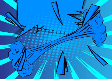 Çizgi film mavi arka plan, çizgi roman arkaplanı. Retro vektör çizgi romanları pop sanat tasarımı.