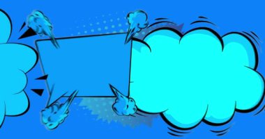 Çizgi film mavi çizgi roman arka plan animasyonu. Retro çizgi romanlar pop sanat konuşma balonu, video tasarımı.