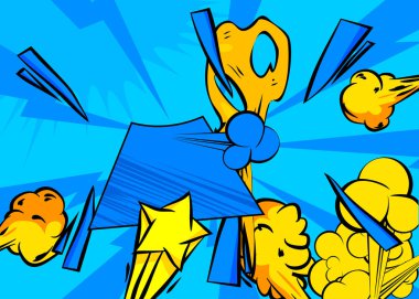 Çizgi film sarı ve mavi arka plan, çizgi roman arkaplanı. Retro vektör çizgi romanları pop sanat tasarımı.