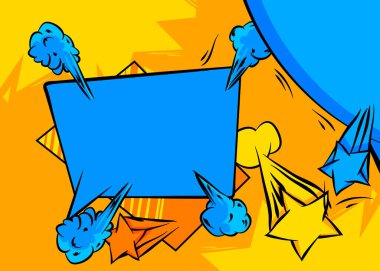 Çizgi film sarı ve mavi arka plan, çizgi roman arkaplanı. Retro vektör çizgi romanları pop sanat tasarımı.