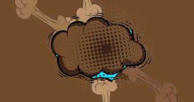 Çizgi film mavi ve kahverengi çizgi roman arkaplan animasyonu. Retro çizgi romanlar pop sanat konuşma balonu, video tasarımı.