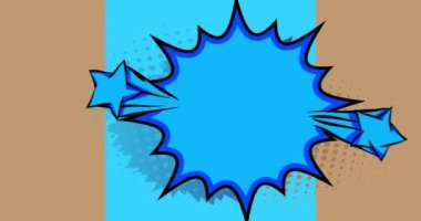 Çizgi film kahverengi ve mavi çizgi roman arkaplan animasyonu. Retro çizgi romanlar pop sanat konuşma balonu, video tasarımı.