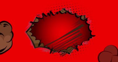 Kahverengi ve kırmızı çizgi film arkaplan animasyonu, çizgi roman arka plan videosu. Retro vektör çizgi romanları pop sanat tasarımı.