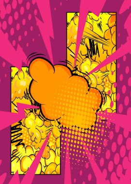 Çizgi film mor arka plan, çizgi roman arkaplanı. Retro vektör çizgi romanları pop sanat tasarımı.