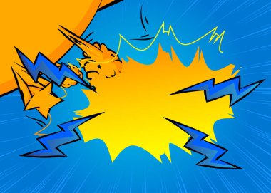 Çizgi film Mavi ve sarı arka plan, çizgi roman arkaplanı. Retro vektör çizgi romanları pop sanat tasarımı.