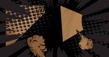 Çizgi film kahverengi ve siyah arkaplan, çizgi roman arkaplanı. Retro vektör çizgi romanları pop sanat tasarımı.