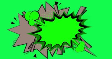 Çizgi film Yeşil ve Gri arka plan animasyonu, çizgi roman arka plan videosu. Retro vektör çizgi romanları pop sanat tasarımı.