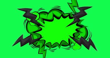 Çizgi film Yeşil ve Siyah arkaplan animasyonu, çizgi roman arka plan videosu. Retro vektör çizgi romanları pop sanat tasarımı.