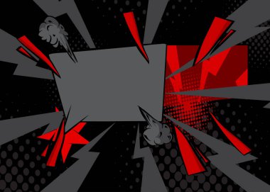 Çizgi film kırmızı ve siyah arkaplan, çizgi roman arkaplanı. Retro vektör çizgi romanları pop sanat tasarımı.