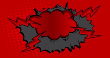 Çizgi film siyah ve kırmızı çizgi roman arkaplan animasyonu. Retro çizgi romanlar pop sanatı konuşma balonu video tasarımı.