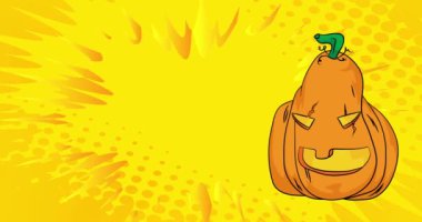 Çizgi film Jack O 'Lantern, çizgi roman Cadılar Bayramı balkabağı videosu. Retro çizgi roman pop sanat tasarımı animasyonu.