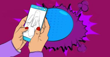 Çizgi film Smartphone, Ghost 'la çizgi roman telefonu. Retro animasyon, çizgi roman pop sanat videosu.