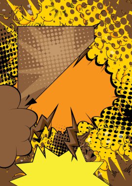 Çizgi film kahverengi ve sarı arka plan, çizgi roman arkaplanı. Retro vektör çizgi romanları pop sanat tasarımı.