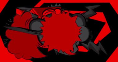 Çizgi film siyah ve kırmızı çizgi roman arkaplan animasyonu. Retro çizgi romanlar pop sanatı konuşma balonu video tasarımı.