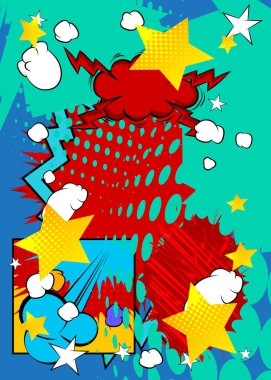 Çizgi film süper arka planı, çizgi roman arkaplanı. Retro vektör çizgi romanları pop sanat tasarımı.