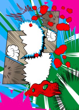 Çizgi film süper arka planı, çizgi roman arkaplanı. Retro vektör çizgi romanları pop sanat tasarımı.