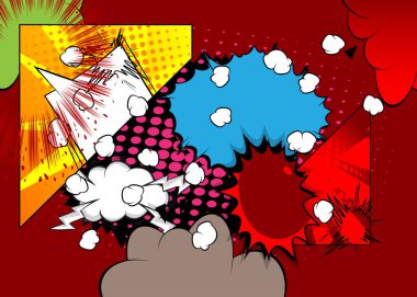 Çizgi film süper arka planı, çizgi roman arkaplanı. Retro vektör çizgi romanları pop sanat tasarımı.