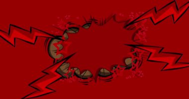 Kahverengi ve kırmızı çizgi film arkaplan animasyonu, çizgi roman arka plan videosu. Retro vektör çizgi romanları pop sanat tasarımı.