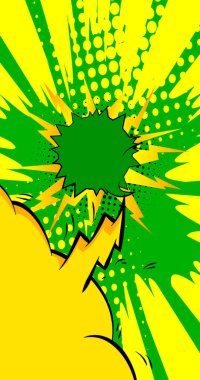 Çizgi film yeşil ve sarı arka plan, çizgi roman arkaplanı. Retro vektör çizgi romanları pop sanat tasarımı.