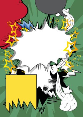 Çizgi film arkaplanı, çizgi roman arkaplanı. Retro vektör çizgi romanları pop sanat tasarımı.