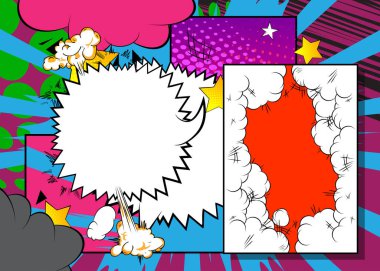 Çizgi film arkaplanı, çizgi roman arkaplanı. Retro vektör çizgi romanları pop sanat tasarımı.