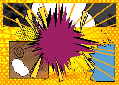 Çizgi film arkaplanı, çizgi roman arkaplanı. Retro vektör çizgi romanları pop sanat tasarımı.