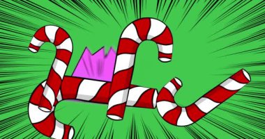 Çizgi roman Şeker Çubuğu, çizgi roman Noel Tatlı Yemek videosu. Retro çizgi roman pop sanat tasarımı animasyonu.