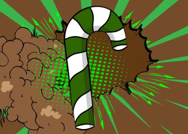 Çizgi roman bastonu, çizgi roman tatili tatlısı. Retro vektör çizgi romanları pop sanat tasarımı.