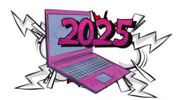 Çizgi dizüstü bilgisayar, 2025 numaralı çizgi roman defteri. Retro çizgi roman pop sanat animasyonu.