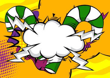 Boş konuşma balonlu çizgi film bastonu, çizgi roman tatlı arkaplanı. Retro vektör çizgi romanları pop sanat tasarımı.