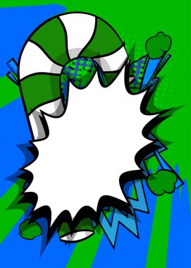 Boş konuşma balonlu çizgi film bastonu, çizgi roman tatlı arkaplanı. Retro vektör çizgi romanları pop sanat tasarımı.