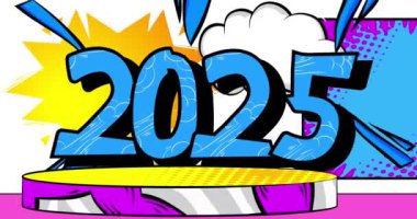 Comic Book Product sahne animasyonu 2025 numaralı sunum için. Retro çizgi roman arkaplan videosu.