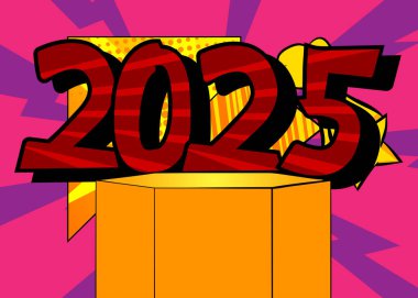 Comic Book Product podyumu 2025 'in sunumu için. Retro çizgi roman arkaplanı.