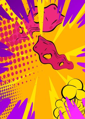 Çizgi film sarı ve mor arka plan, çizgi roman arkaplanı. Retro vektör çizgi romanları pop sanat tasarımı.