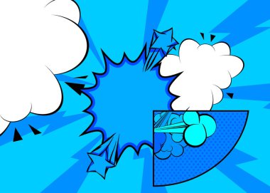 Çizgi roman Mavi ve Beyaz, çizgi roman geçmişi. Retro vektör çizgi romanları pop sanat tasarımı.